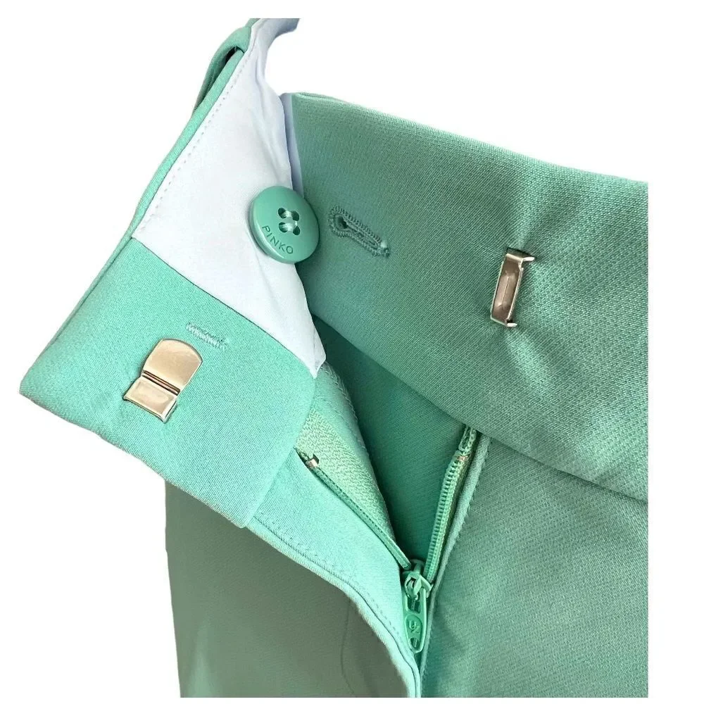PINKO Trousers Tiffany Green Color Woman Pants Elegant Size 4.